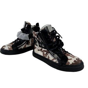 GIUSEPPE ZANOTTI Fashion Luxury Sneakers Animal Skin Print Strap Zip Womens 7